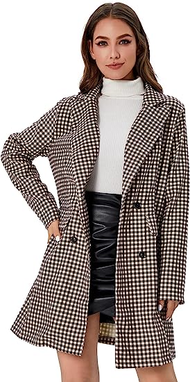 Photo 1 of  Women's Plaid Button Front Long Sleeve Blazer