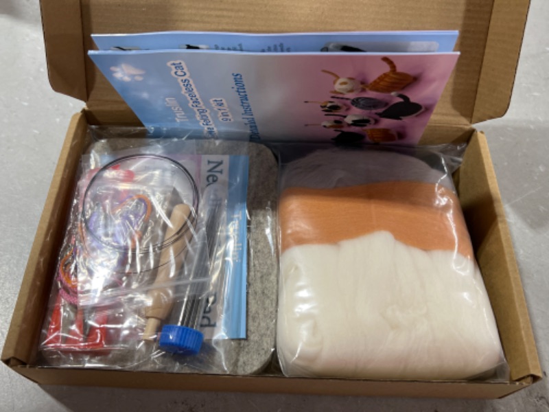 Photo 2 of 10 Pieces Needle Felting Kit for Beginner Starter with Instructions Doll Making Manual Felting Foam Mat and DIY Needle Felting Supplies for Children's Day Festival Crafts