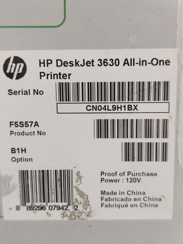 Photo 3 of HP DeskJet 3630 Wireless All-in-One Printer, Works with Alexa (F5S57A)