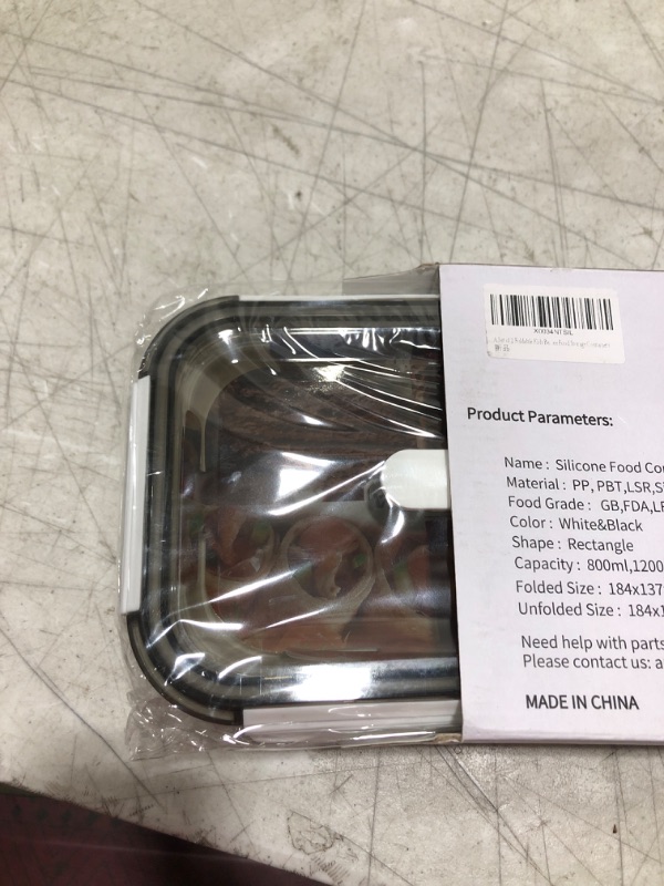 Photo 1 of A Set of 2 Foldable Bento Boxes Suitable for Microwave-Freezer-Dishwasher-Reusable- Space Saving,Kitchen Pantry Organization.Transparent Collapsible Silicone BPA Free Food Storage Containers,White