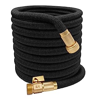 Photo 1 of 100ft Garden Hose Lightweight Extra Strength Fabric and 4-Layer Latex Core, 3/4" Solid Brass Fittings, No-Kink, Best Choice for Watering and Washing (Black)