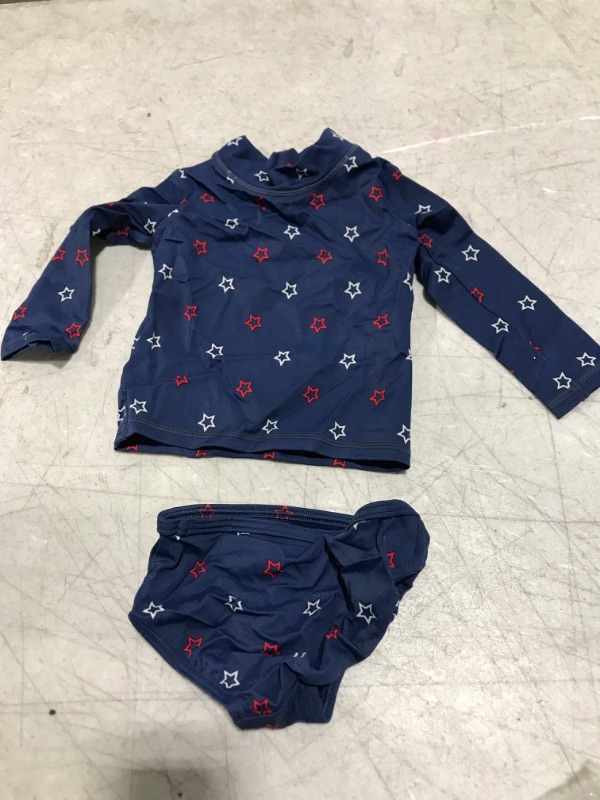 Photo 1 of Amazon Essentials Baby Girls' UPF 50+ 2-Piece Long-Sleeve Rash Guard Set 9 Months 