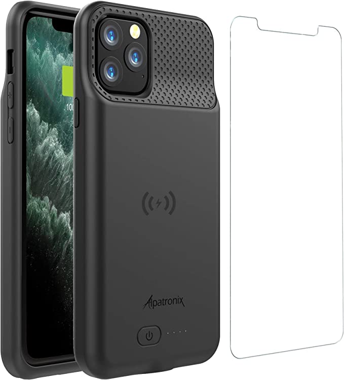 Photo 1 of Alpatronix Battery Case for iPhone 11 Pro Max and iPhone Xs Max (6.5 inch), Slim Portable Protective Extended Charger with Wireless Charging Compatible with Lightning Audio - BX11 Pro Max - (Black)