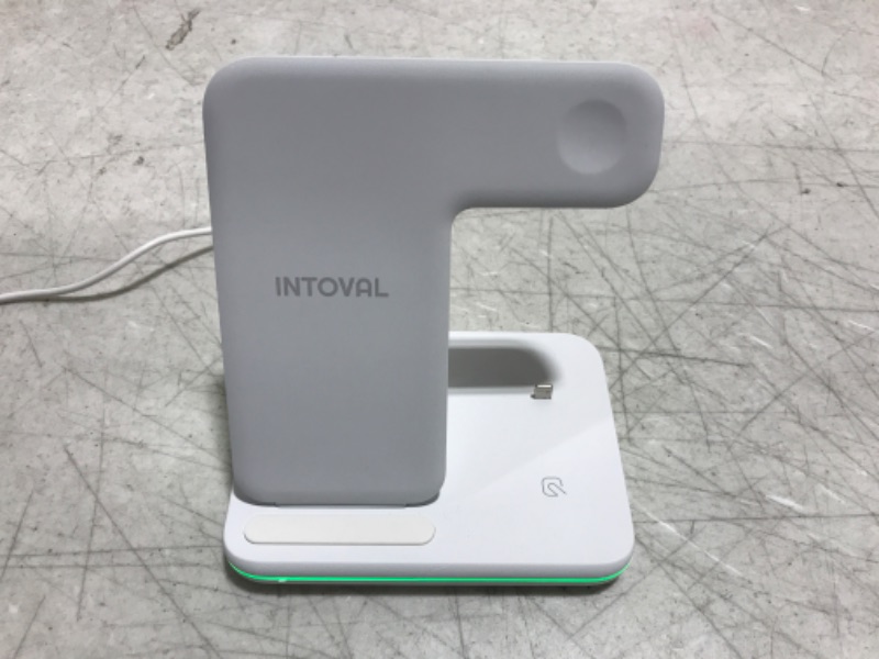 Photo 2 of Intoval Wireless Charger, 3 in 1 Charger for iPhone/iWatch/Airpods, Qi-Certified Charging Station for iPhone 14/13/12/11/Pro/Max/XS/Max/XR/XS/X, iWatch 7/6/SE/5/4/3/2, Airpods Pro/3/2/1 (Z5,White)