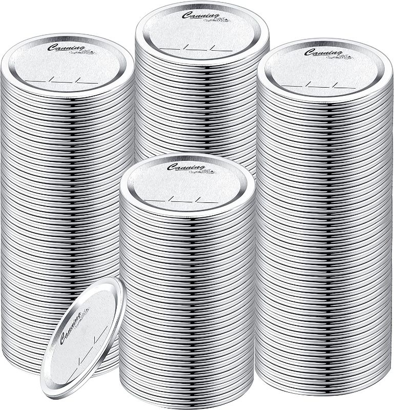 Photo 1 of 200- Count, Regular Mouth Canning Lids for Ball, Kerr Jars - Split-Type Metal Mason Jar Lids for Canning - Food Grade Material, 100% Fit & Airtight for Regular Mouth Jars (200 Pack Regular Lids) 