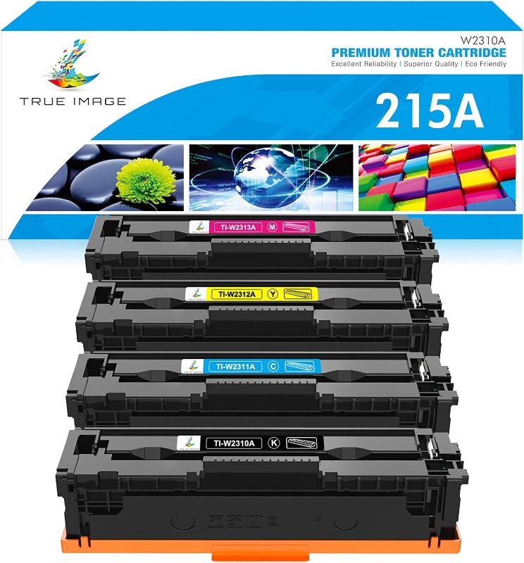 Photo 1 of TRUE IMAGE Compatible Toner Cartridge Replacement for HP 215A W2310A for HP Color Pro M182nw M183fw M155 W2311A W2312A W2313A Printer Toner (Black Cyan Yellow Magenta, 4-Pack)
