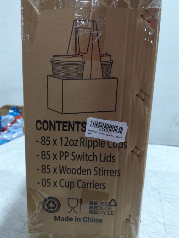 Photo 1 of 85 Disposable paper coffee cups with lids & stirrers 