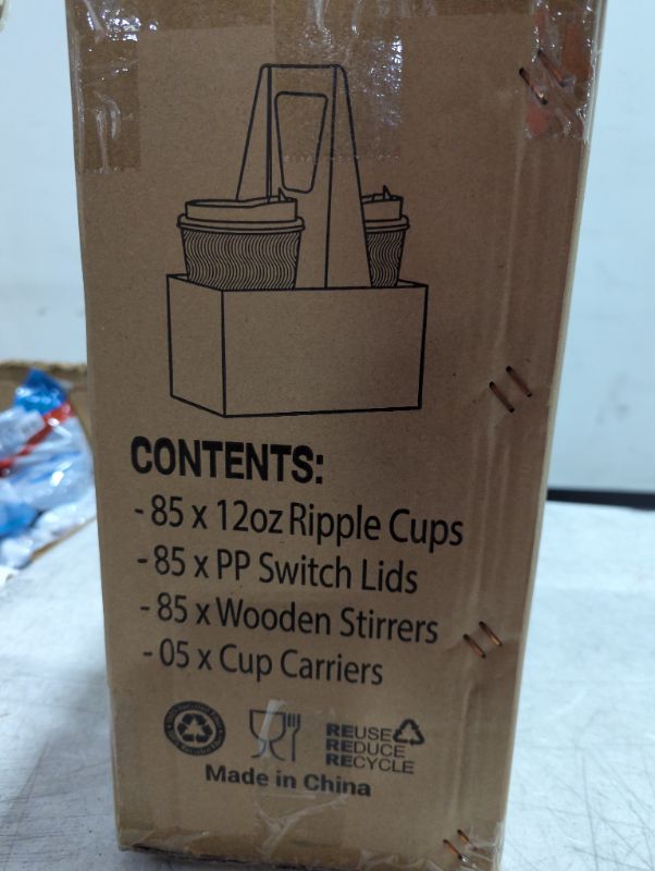 Photo 1 of 85 Disposable paper coffee cups with lids, cup carriers and stirrers