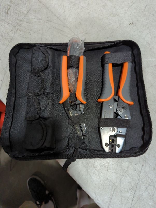 Photo 2 of  Ratchet Wire Crimping Tool Set w/ 5 Interchangeable Jaws for Insulated and Non-Insulated Terminals AWG20-2, Wire Stripper included