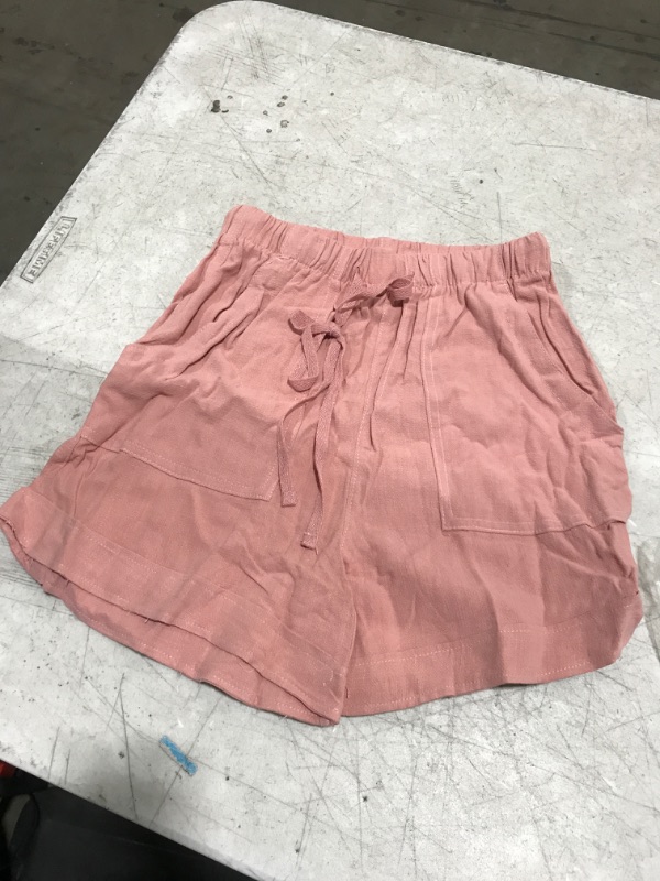 Photo 2 of Casaul Drawstring Shorts for Women Summer Elastic Waist Pure Color Shorts Comfy Pocketed Beach Lightweight Shorts --size small