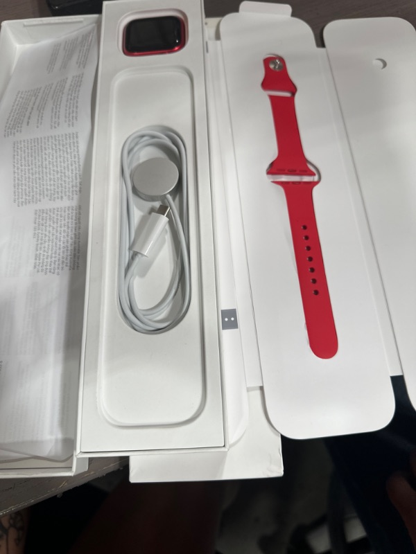 Photo 3 of Apple Watch Series 8 [GPS 41mm] Smart Watch w/ (Product) RED Aluminum Case with (Product) RED Sport Band - S/M. Fitness Tracker, Blood Oxygen & ECG Apps, Always-On Retina Display, Water Resistant 41mm S/M - fits 130–180mm wrists 41mm (PRODUCT)RED Aluminiu