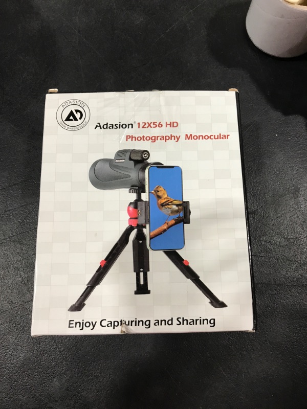 Photo 1 of 12x56 HD Monocular Telescope with Smartphone Adapter, Upgraded Tripod, Hand Strap - High Power Monocular with Clear Low Light Vision for Star Watching - Lightweight Monocular for Bird Watching Hunting