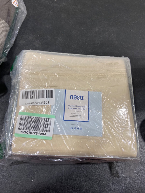 Photo 2 of Nestl Beige RV Queen Sheets – Super Soft RV Short Queen Sheets for RV Camper, 4 Piece 1800 Microfiber Fitted RV Sheets, Double Brushed RV Bed Sheets Set, Camper Sheets and Pillowcases 4 Piece Set Beige