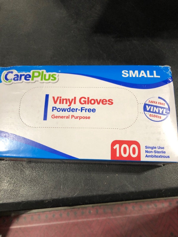 Photo 1 of Disposable Vinyl Gloves Small, Non Latex Powder Free 100 Count Clear 100 Small (Pack of 100)