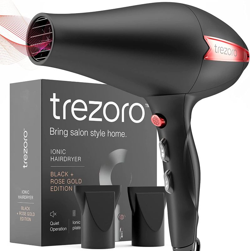 Photo 1 of  Ionic Salon Hair Dryer - Professional Blow Dryer - Lightweight Travel Hairdryer for Normal & Curly Hair Includes Volume Styling Nozzle

