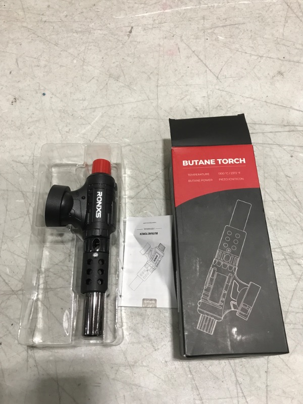 Photo 2 of RONXS Butane Torch lighters, 2 Flame Mode Kitchen Cooking Torch with Inverted Use Adjustable Flame Culinary Blow Torch for BBQ, Baking, Sushi, Butane Not Included