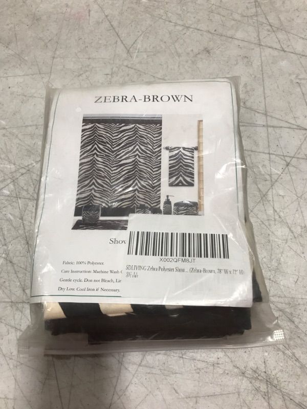 Photo 2 of Zebra Brown and Tan Polyester Fabric Printed Shower Curtains for Bathroom,Contemporary Decorative Waterproof Bathroom Curtains,Extra Large 78 inches W x 78 inches H
