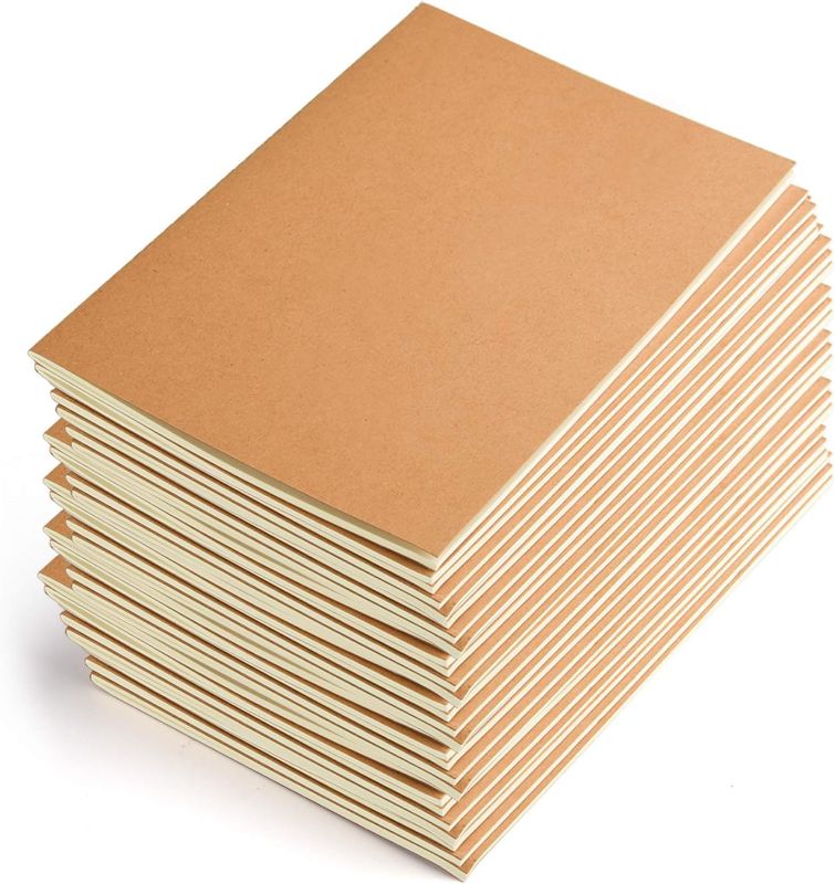 Photo 1 of Coopay 36 Pack Journal Notebook Kraft Brown Cover Lined Notebooks Bulk for Travelers - A5 Size - 210 mm x 140 mm - 60 Lined Pages/ 30 Sheets Making Plans Writing Memos Office School Supplies 