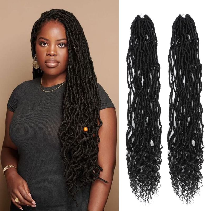 Photo 1 of 36 inch Soft Locs With Curly Ends 2 Packs Synthetic No -Extended Super Long Faux Locs Crochet Hair Extesnions Pre Looeped New Crochet Locs For Black Women (36 inch 2 Packs, 1B) 