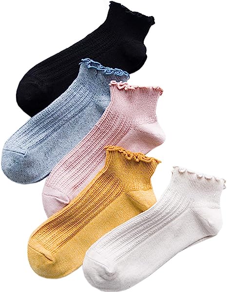 Photo 1 of Youth Women Ankle Ruffle Slouch Socks With Frilly, Cute Vintage Lettuce Edge Crew Sock For Uniform/Dress/boot W-9 