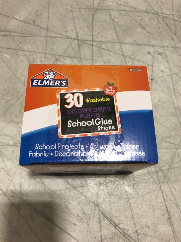 Photo 1 of Elmer's Disappearing Purple School Glue Sticks, Washable, 7 Grams, 30 Count 30 Count Standard Stick