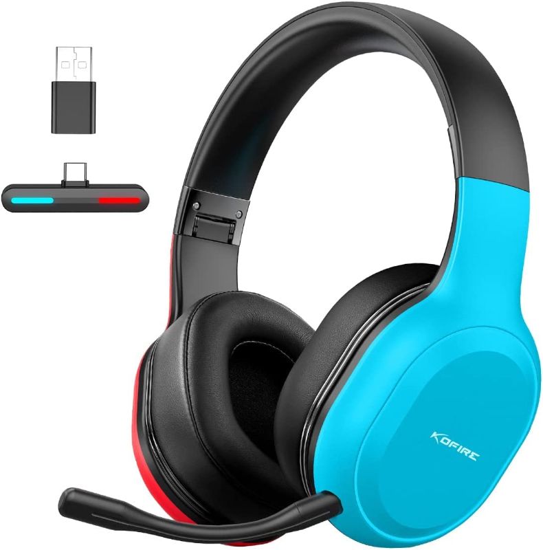 Photo 1 of KOFIRE UT-01 Wireless Gaming Headset for Nintendo Switch Lite OLED Model, 2.4GHz Ultra-Low Latency Bluetooth Gaming Headphone with Removable Microphone, USB-C to USB-A Adapter for PS5, PS4, PC
