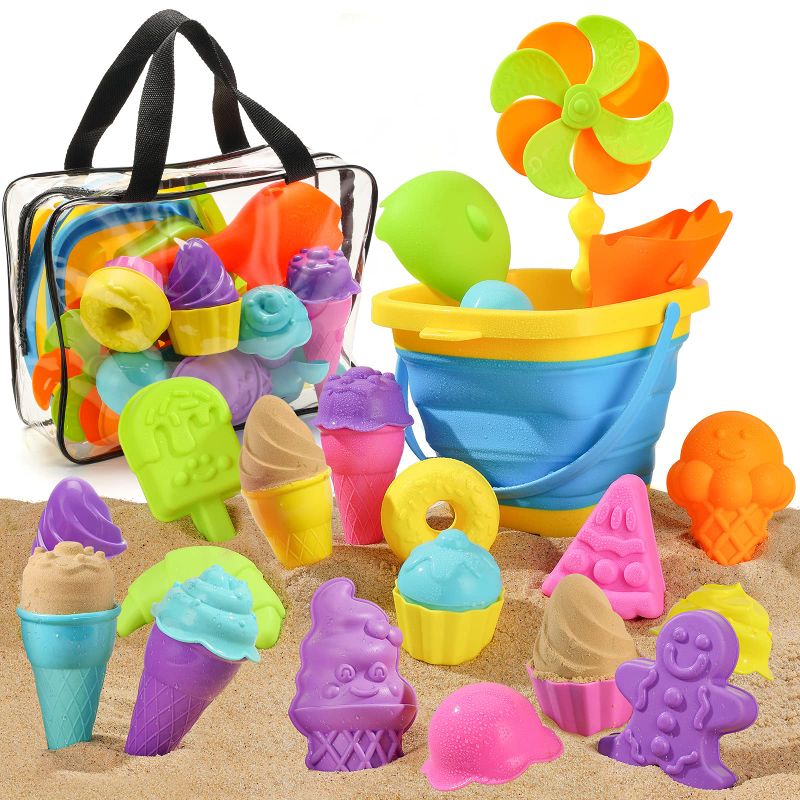 Photo 1 of Shindel 25PCS Kids Beach Sand Toys Set, Sand Tools with Bucket Pinwheel Shovels Ice Cream Mold Set, Kids Outdoor Toys
