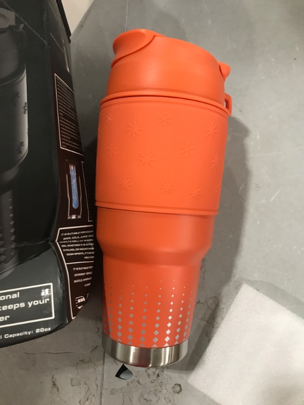 Photo 2 of Yolin Tumbler with Instant Chiller, Iced Coffee Maker Tumbler Stainless Steel Vacuum Insulated, Detachable and Reusable, 30 Oz Orange 2 Piece Set