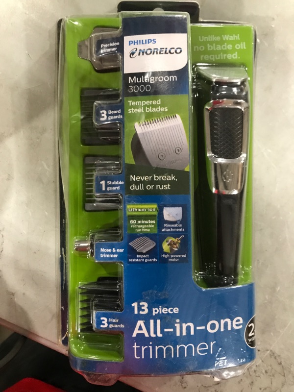 Photo 2 of Philips Norelco Multigroomer All-in-One Trimmer Series 3000, 13 Piece Mens Grooming Kit, for Beard, Face, Nose, and Ear Hair Trimmer and Hair Clipper, NO Blade Oil Needed, MG3750/60