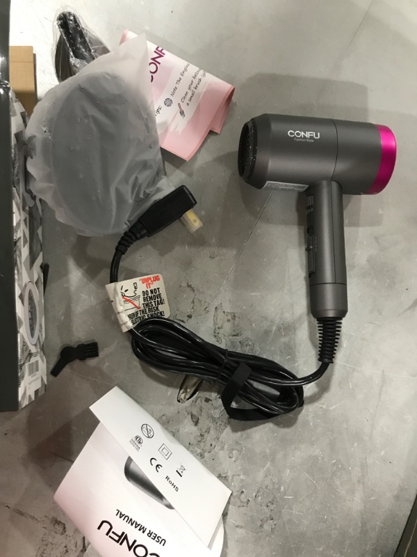 Photo 2 of Ionic Hair Dryer, CONFU 1800W Portable Lightweight Blow Dryer, Fast Drying Negative Ion Hairdryer Blowdryer, 3 Heat Settings & Infinity Speed, with Diffuser and Concentrator Nozzle for Home & Travel