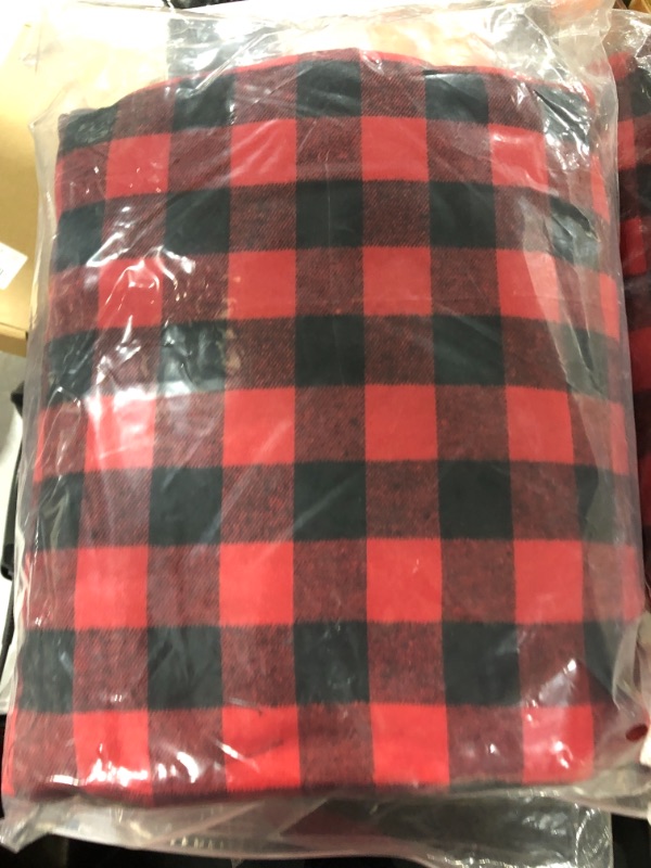 Photo 1 of 2 Pack Buffalo Check Plaid Tie Up Shades Farmhouse Style Gingham Rod Pocket Window Curtain for Kitchen 42x63 Inches White and Black (Red and Black)