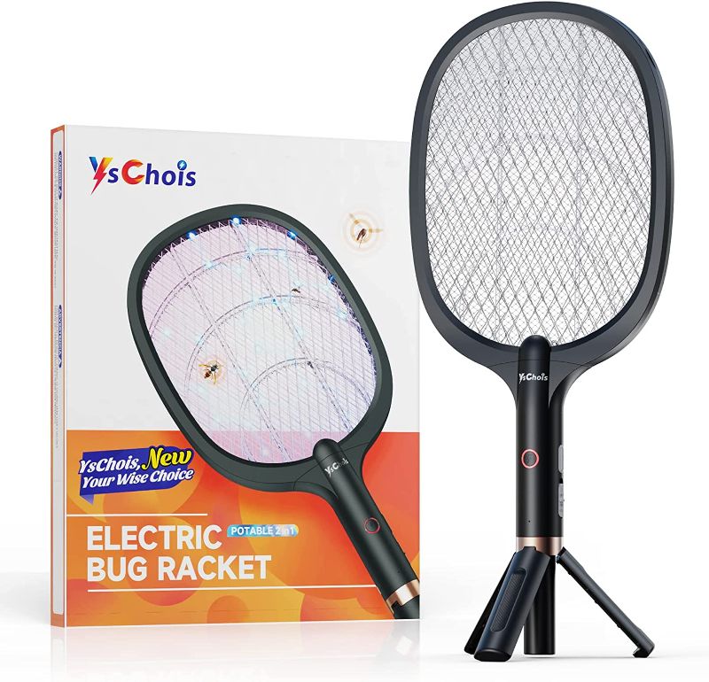 Photo 1 of YsChois Electric Fly Swatter Racket, Rechargeable Fly Zapper - 4000 Volt, Exclusive 2-in-1 Bug Zapper Racket - USB Charging, 1800mAh Li-Battery, Indoor & Outdoor Use, Black
