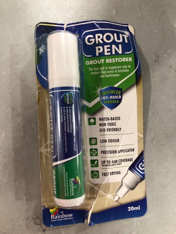 Photo 2 of Grout Pen White Tile Paint Marker: Waterproof Grout Paint, Tile Grout Colorant and Sealer Pen - White, Wide 15mm Tip (20mL) Wide Tip