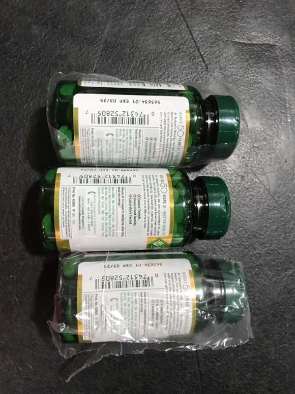 Photo 2 of 3 PACK Nature's Bounty Vitamin B12, Supports Energy Metabolism, Tablets, 1000mcg, 200 Ct Unflavored EXP- 3 2025 