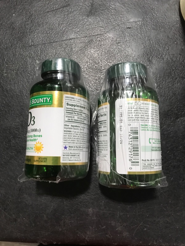 Photo 2 of 2 PACK Vitamin D3 Softgels 125 mcg, 5000 IU EXP 11 2024