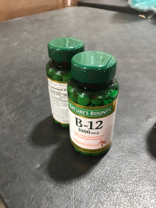 Photo 2 of 2 PACK Nature's Bounty Vitamin B12, Supports Energy Metabolism, Tablets, 1000mcg, 200 Ct Unflavored EXP 2 2025 