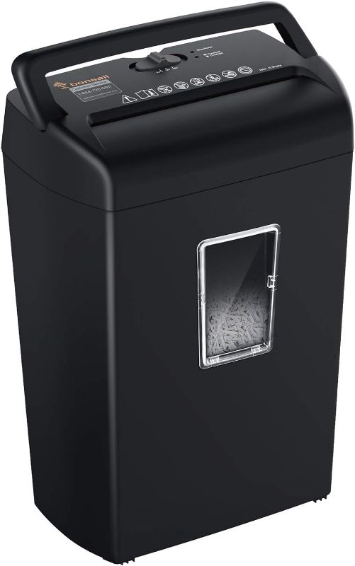 Photo 1 of Paper Shredders for Home Office, Bonsaii 10-Sheet Cross Cut Shredder Machine Shred Credit Card for Small Office Use , 21-Litre Wastebasket with Transparent Window, Black(C209-D)