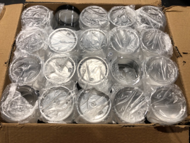 Photo 2 of 2oz Glass Jars 40 Pack, Hoa Kinh Mini Round Clear Glass Jars with Inner Liners and Black Lids, Perfect for Storing Lotions, Powders, and Ointments
