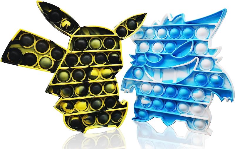 Photo 1 of 2Pack Push Pop Fidget Toy, Stress Relieving Tie Dye Popper Fidget Toys That Suitable for ADHD and Early Educational Toddler Baby, Big Pop Silicone Fidgets for Girls and Kids (yellowblack+bluewhite)