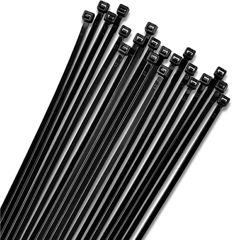 Photo 1 of 12" Black Zip Cable Ties (100 Pack), 120lbs Tensile Strength - Heavy Duty, Self-Locking Premium Plastic Cable Wire Ties for Indoor and Outdoor by Bolt Dropper (Black)