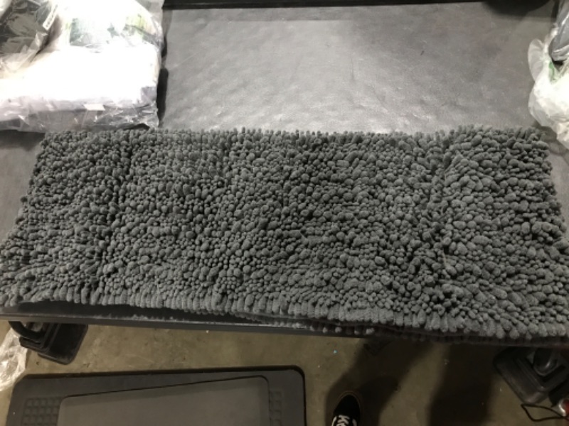 Photo 2 of Yimobra Original Luxury Chenille Bath Mat, 36.2 x 24 Inches, Soft Shaggy and Comfortable, Large Size, Super Absorbent and Thick, Non-Slip, Machine Washable, Perfect for Bathroom, Dark Gray Dark Gray 24" X 36.2"