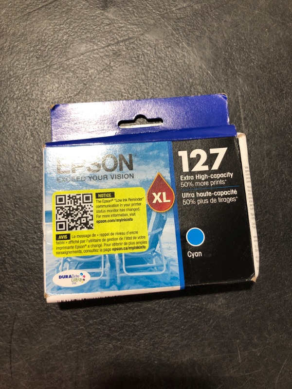 Photo 2 of Epson DURABrite Ultra 127 Extra High-Capacity Ink Cartridge Cyan T127220-S & DURABrite Ultra 127 Extra High-Capacity Inkjet Cartridge Yellow T127420-S Cyan Ink + Ink Yellow