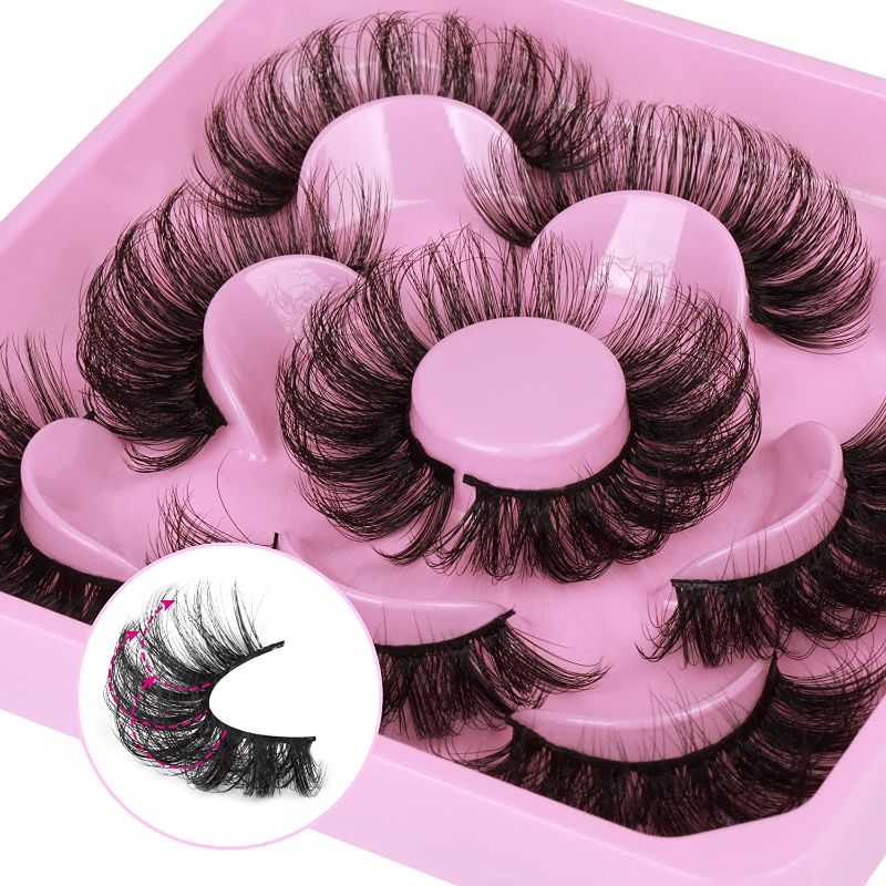 Photo 1 of Focipeysa Lashes Mink Fluffy Wispy False Eyelashes 20mm Dramatic Faux Mink Eyelashes D Curl Long Fake Lashes Pack Look Like Extension
