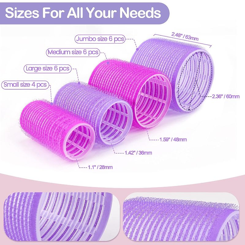 Photo 1 of  Jumbo Hair Rollers Hair Curlers 2.5 inch Large Self Grip Hair Curlers for Long Hair, Big Hair Rollers for Long Hair No heat Curlers Hair Rollers with Clips & Comb (Purple