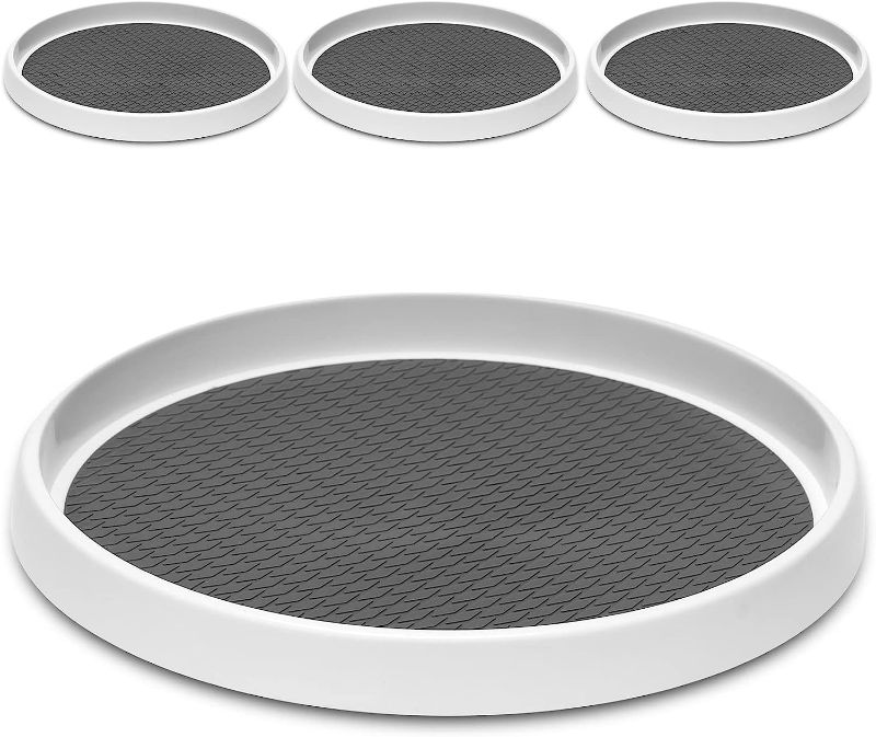 Photo 1 of [ 4 Pack ] 12 Inch Non-Skid Turntable Lazy Susan Organizers - Spinning Rack for Cabinet, Pantry Organization and Storage, Kitchen, Fridge, Vanity, Countertop, Under Sink Organizing, Spice Spinner 