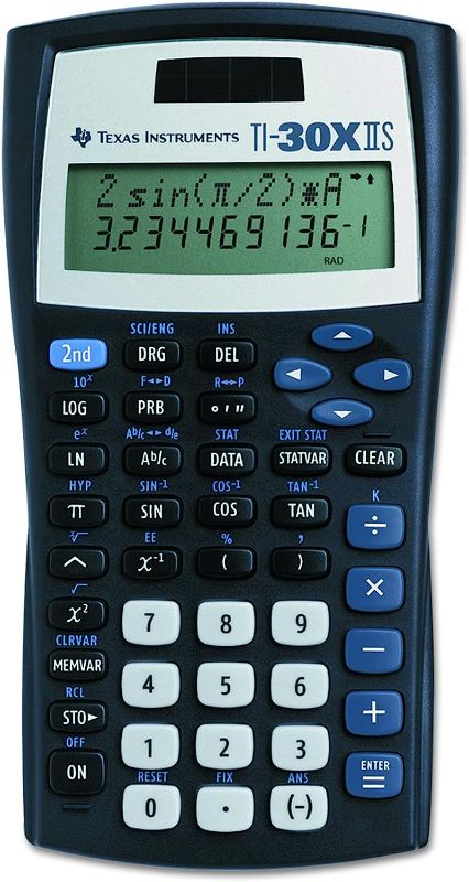 Photo 1 of Texas Instruments TI-30XIIS Scientific Calculator, Black with Blue Accents
