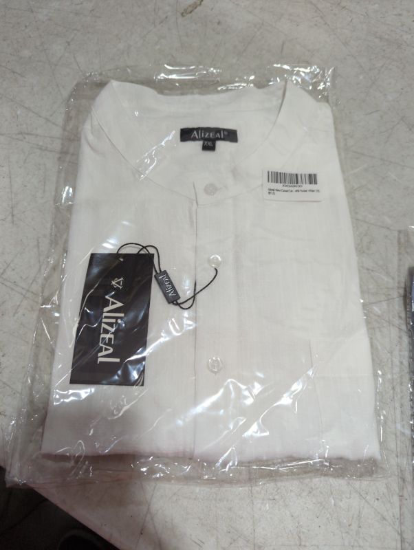 Photo 2 of Alizeal Mens Casual Cotton Viscose Henley Shirt Short Sleeve Solid Button-Down Beach Tops with Pocket XXL