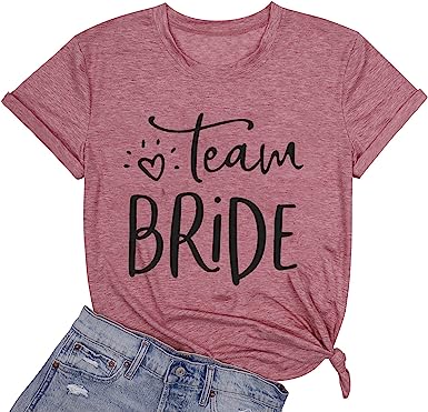 Photo 1 of Bride Shirt for Women Wedding T Shirt Honeymoon Shirts Funny Bride Vacation Short Sleeve Bachelorette Party Tee Tops 2XL