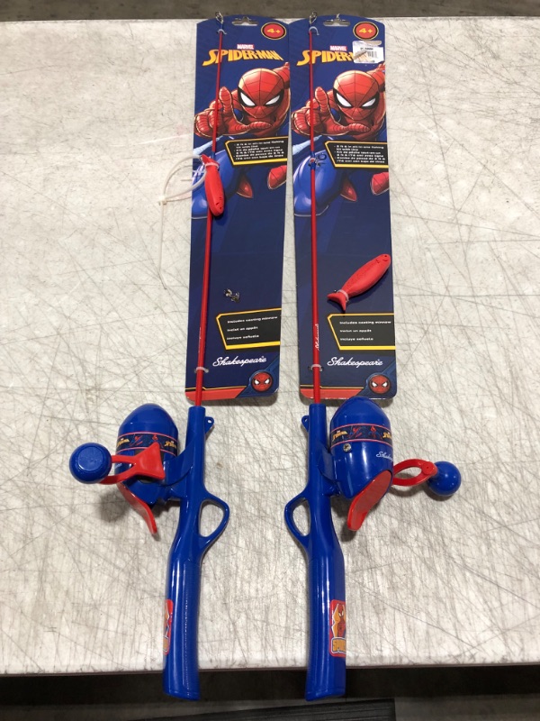 Photo 2 of 2 Sets of Shakespeare Youth Fishing Kits Marvel Spiderman Fishing Rod Reel Combo