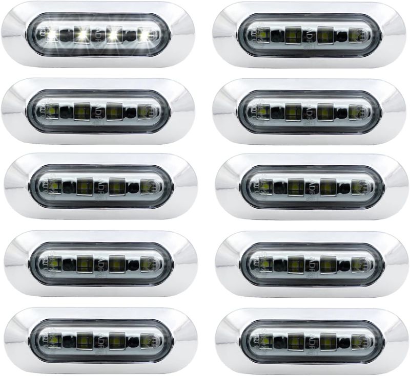 Photo 1 of 10 pcs TMH 3.6 Inch submersible 4 LED Smoked Lens White Light Side Led Marker 10-30v DC , Truck Trailer marker lights, Marker light amber, Rear side marker light, Boat Cab RV 